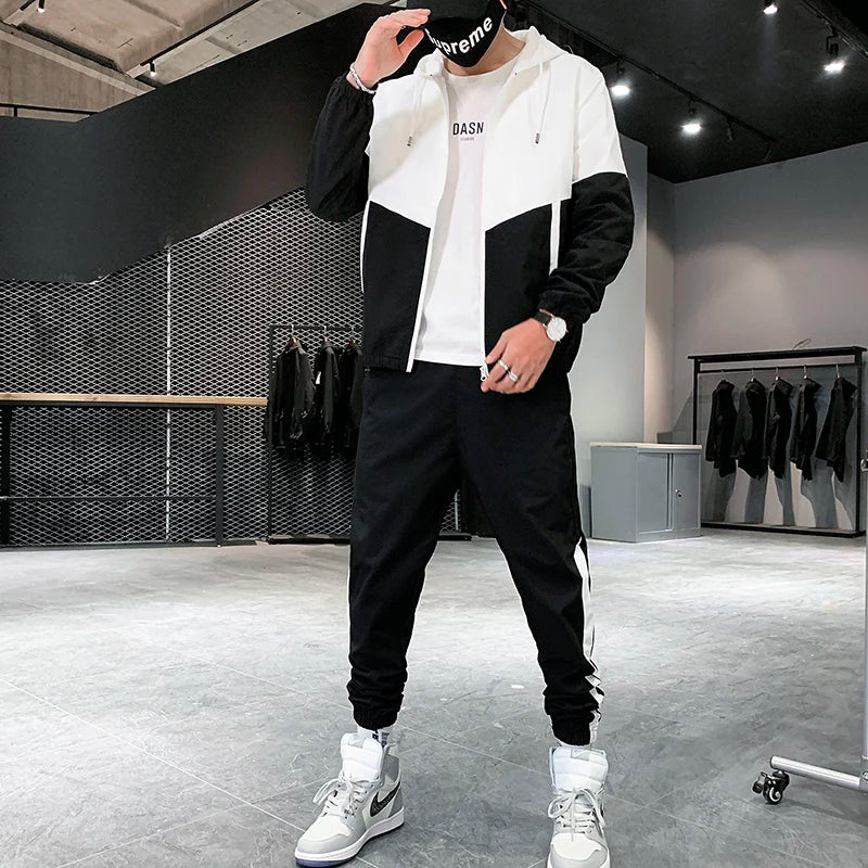 Men Tracksuit Hooded Sportswear Jackets And Pants