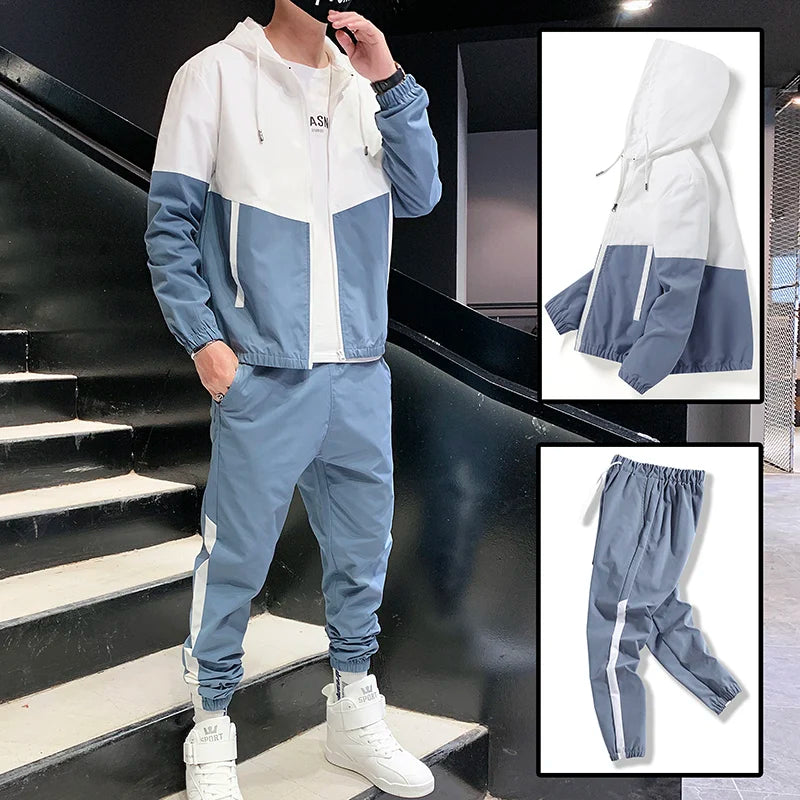 Men Tracksuit Hooded Sportswear Jackets And Pants