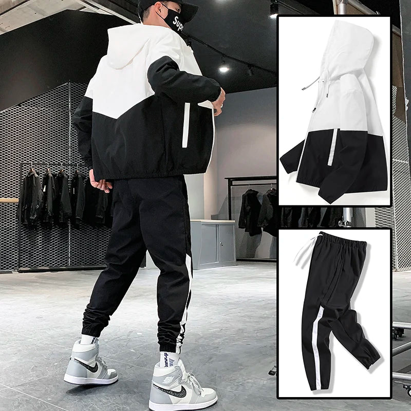 Men Tracksuit Hooded Sportswear Jackets And Pants