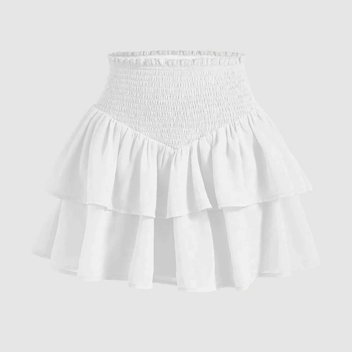 Waist Layered Mini Peplum Preppy Skirts