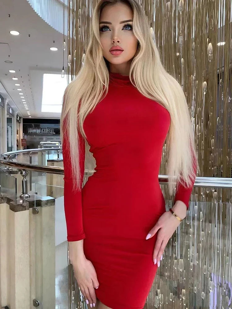 Long Sleeve Slim Bodycon Mini Dress