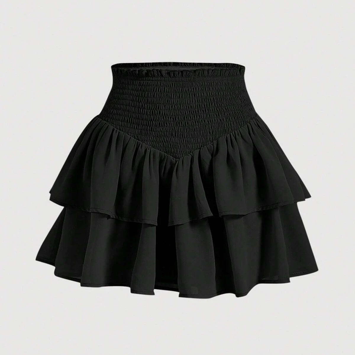 Waist Layered Mini Peplum Preppy Skirts